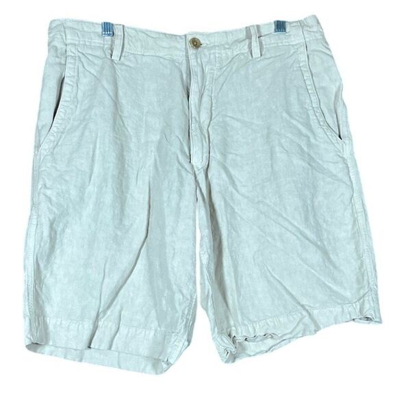 Banana Republic Mens Shorts Beige Flat Front 100% Linen 34 - Picture 1 of 11